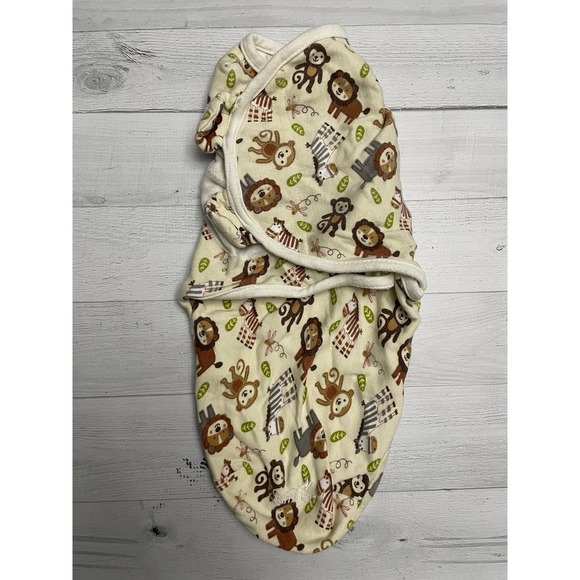 Summer infant Swaddle me monkey giraffe lion Velcro swaddle blanket s/m 7-14lbs - Picture 1 of 4